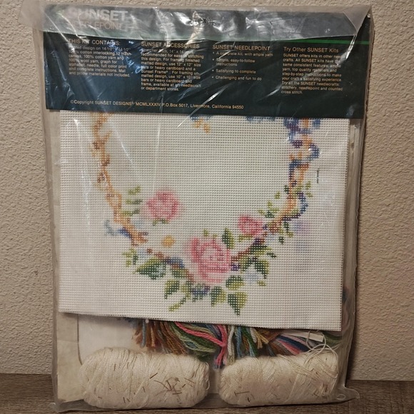 Vintage Sunset Needlepoint Kit 6792 Sentimental Keepsake Heart 25th Anniversary - Picture 6 of 10